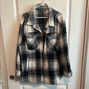Plaid Black and Cream Women's Jacket